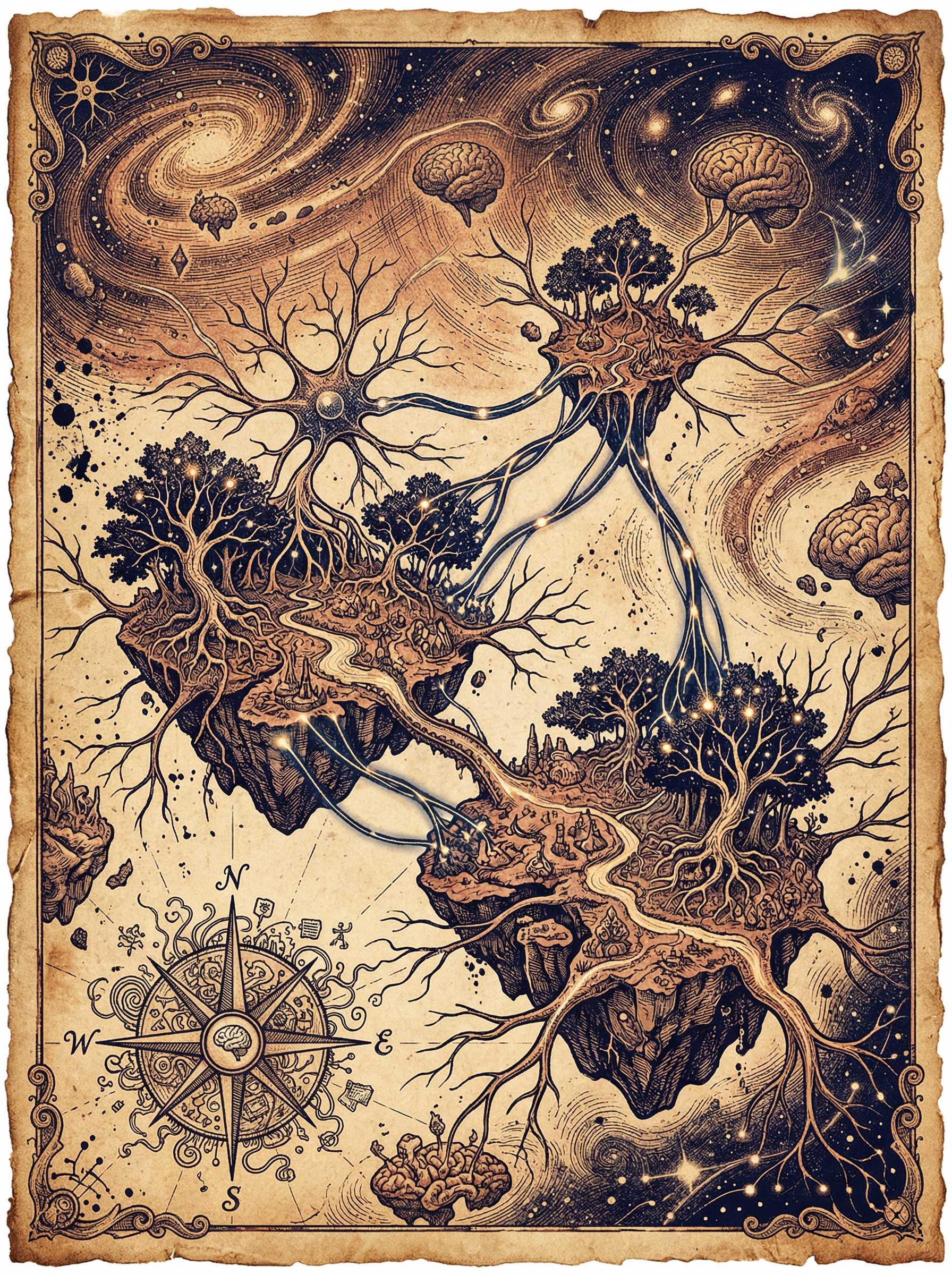 Die Welt Synaptika – illustrierte Karte